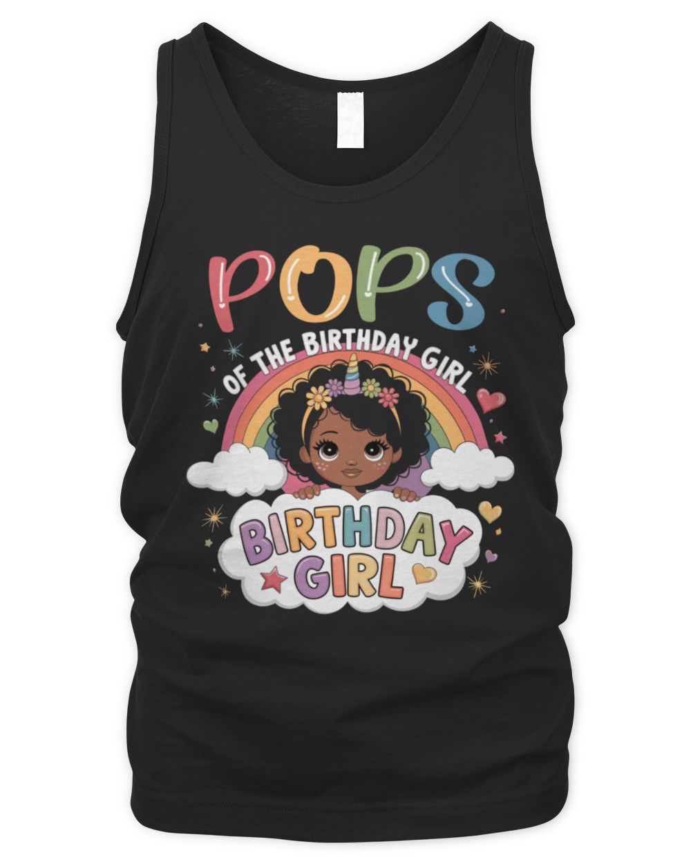 Pops of The Birthday Girl Afro Melanin Dad Family Bday Party Long Sleeve T-Shirt Men's Tank Top black s