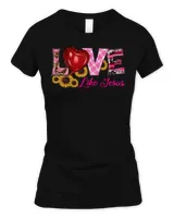 Western Love Like Jesus With Sunflower Valentines Day Gifts Long Sleeve T-Shirt Women's Soft Style Fitted T-Shirt black s
