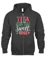Tita of The Berry First Sweet One Aunt Bday Girl Strawberry Long Sleeve T-Shirt Men's Zip Hoodie black s