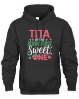 Tita of The Berry First Sweet One Aunt Bday Girl Strawberry Long Sleeve T-Shirt Unisex Hoodie black s